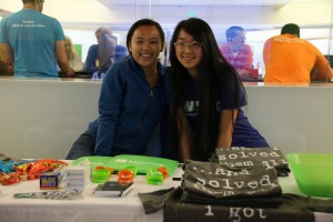 Kimberly and Laura at the prizes station.