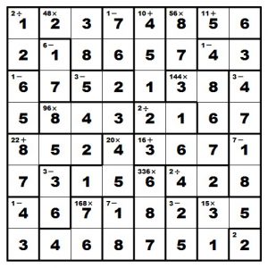 Solved Kenken puzzle.